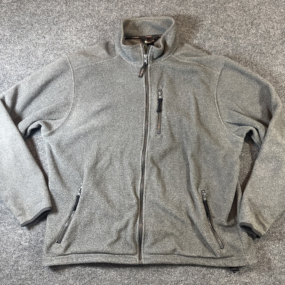 Vintage LL Bean Outdoors Jacket Mens Large Gray Full Zip Fleece Made In USA
